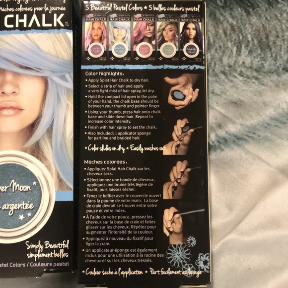 Splat colour highlights for the day Hair Chalk. Colour:Silver moon. 2 NIB - Picture 3 of 6